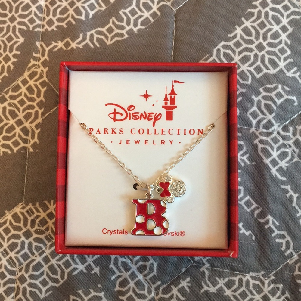 Disney Necklace - Minnie Bow Initial Charm